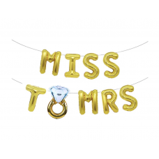 Foil Balloon Gold - MISS TO MRS WITH RING